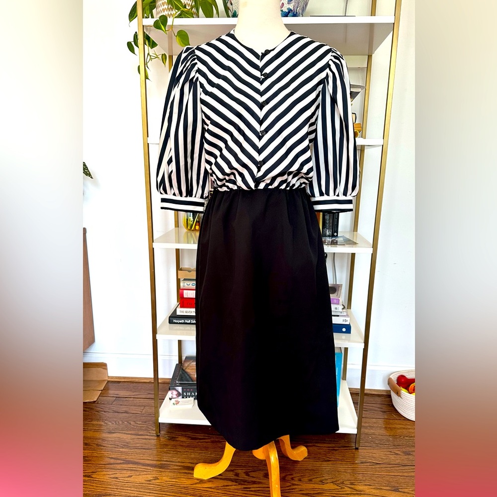 Vintage 1970's Amy Deb Stripes Career Dress: size 12